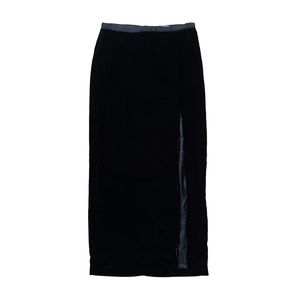 Vintage Black Velvet Maxi Skirt with Side Slit Small Medium